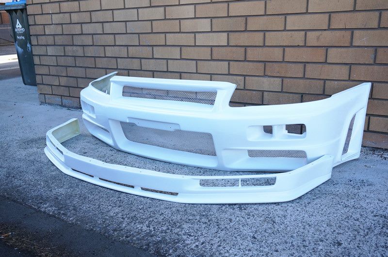 LS East Bear GTR Conversion Style Front Bumper With Lip For Nissan Skyline R34