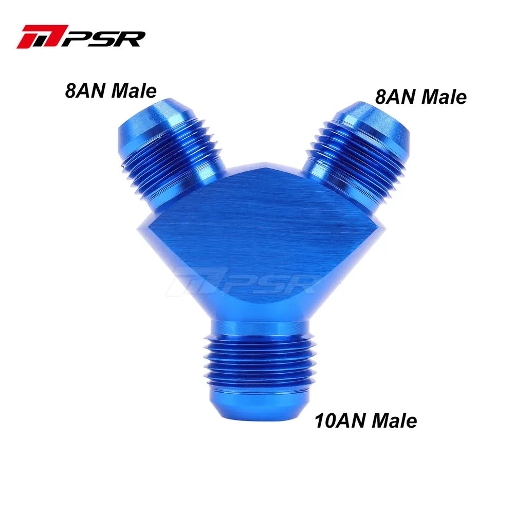Pulsar PSR Y Block Fitting 10AN to 2x8AN Male Flare Splitter Adapter Aluminum Blue (PULSAR-ADP0002)