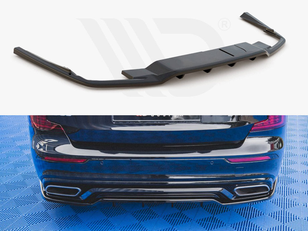 Central Rear Splitter (W/ Vertical Bars) Volvo S60/V60 R-design MK3 2018- Maxton Design