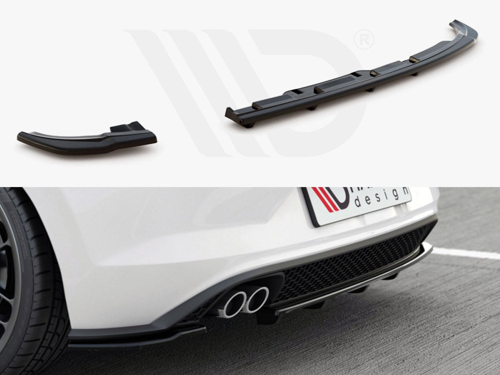 Central Rear Splitter (W/ Vertical Bars) VW Polo MK6 GTI 2017-2021 Maxton Design