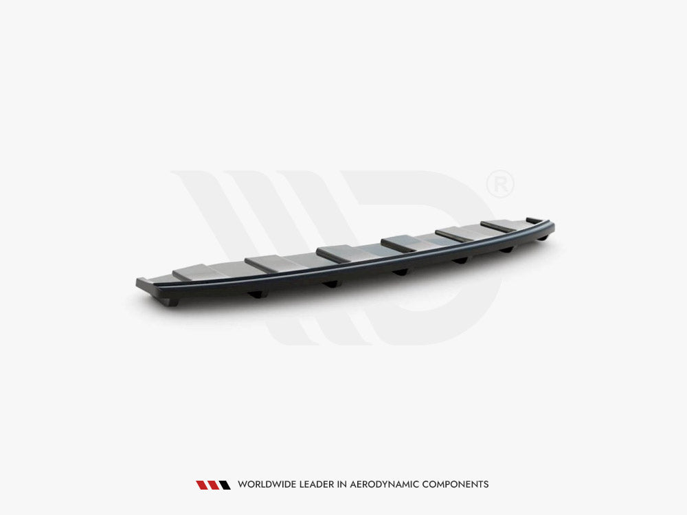 Central Rear Splitter (Vertical Bars) Audi A6 C7 S-Line Avant Exhaust 2X1 2011-2014 Maxton Design