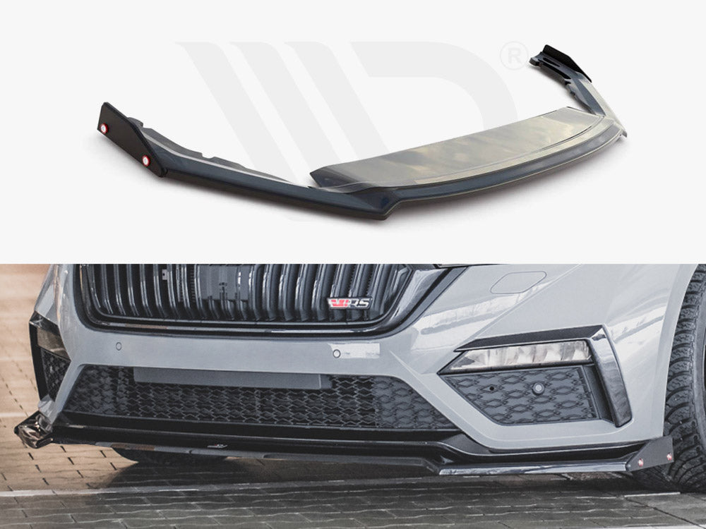 Front Splitter V.2 + Flaps Skoda Octavia RS Mk4 Maxton Design