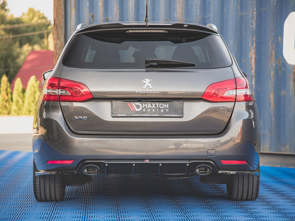 Rear Valance + Exhaust Ends Imitation Peugeot 308 SW Mk2 Facelift TEXTURED Maxton Design