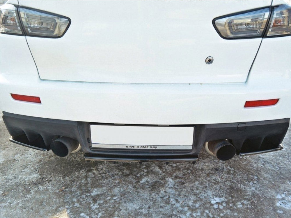 Central Rear Splitter Mitsubishi Lancer EVO X (W/vertical Bars) 2007-2015 Maxton Design