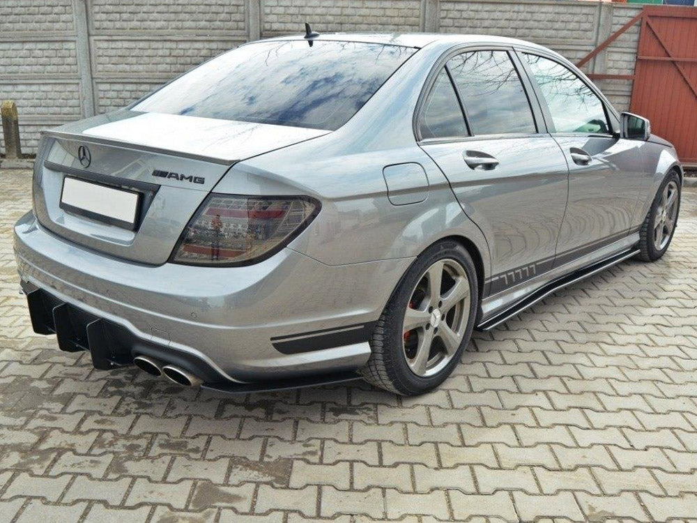 Rear Diffuser &amp; Rear Side Splitters Mercedes C W204 AMG-Line Facelift Maxton Design