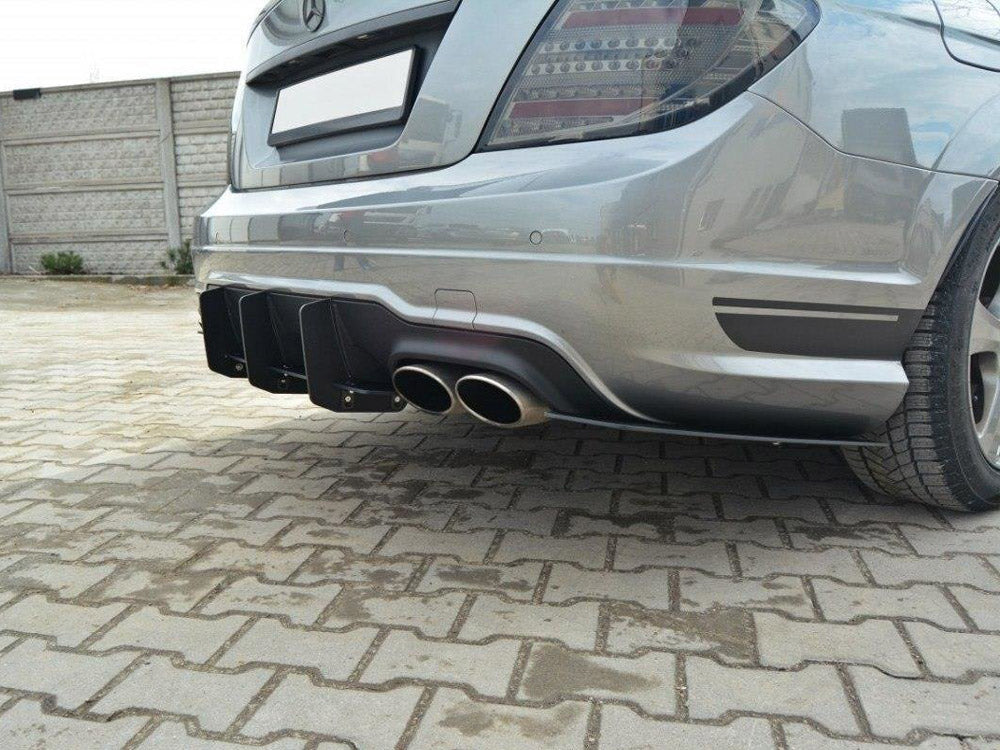 Rear Diffuser &amp; Rear Side Splitters Mercedes C W204 AMG-Line Facelift Maxton Design