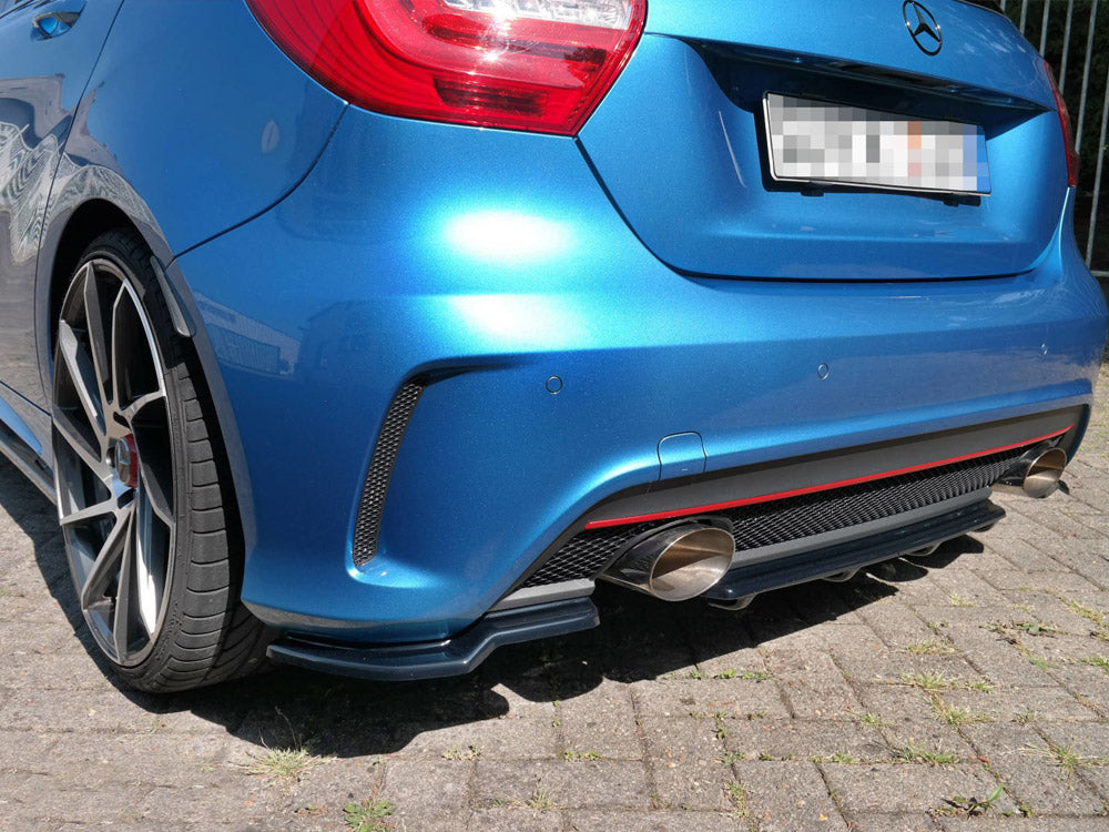 Central Rear Splitter (Vertical Bars) Mercedes A-class W176 Amg-line Pre-facelift 2013-2015 Maxton Design