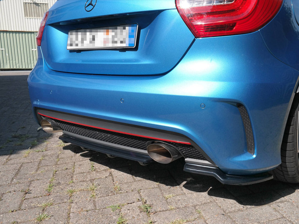 Central Rear Splitter (Vertical Bars) Mercedes A-class W176 Amg-line Pre-facelift 2013-2015 Maxton Design