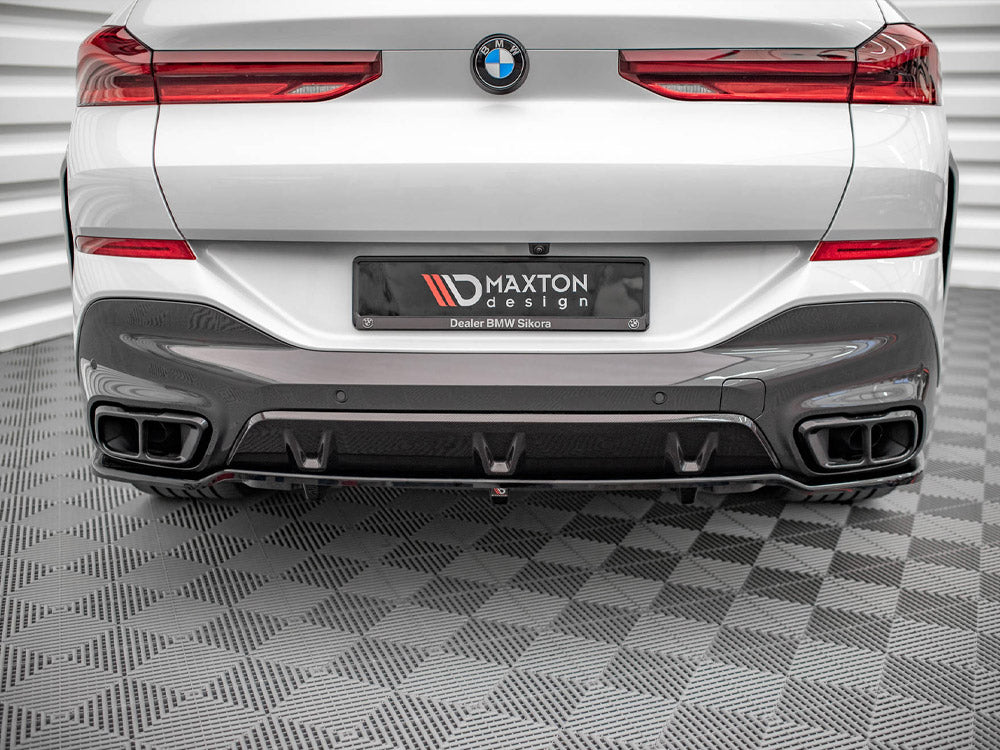 Central Rear Splitter (Vertical Bars) V.1 BMW X6 M-Pack G06 Maxton Design