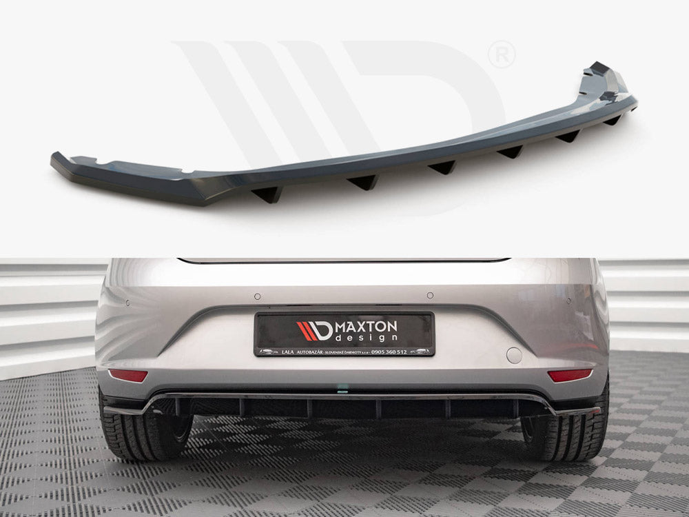 Central Rear Splitter (Vertical Bars) Seat Leon Hatchback MK3 2012-2016 Maxton Design