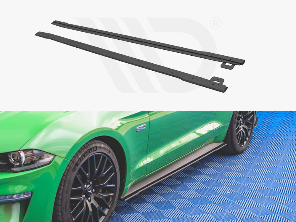 Street PRO Side Skirts Diffusers V.1 Ford Mustang GT MK6 Facelift 2017- Maxton Design