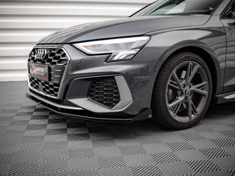 Street PRO Front Splitter V.1 (+flaps) Audi S3 / A3 S-line 8Y 2020- Maxton Design