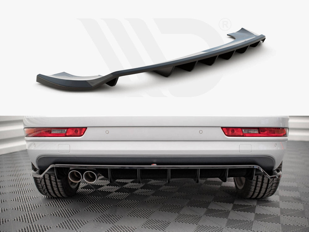 Central Rear Splitter (Vertical Bars) Audi Q3 8U Facelift 2014-2018 Maxton Design