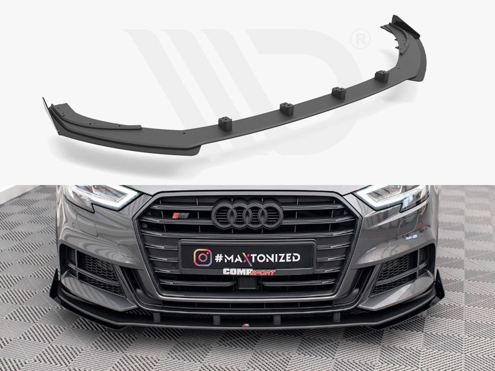 Street PRO Front Splitter V.1 + Flaps Audi S3 / A3 S-Line Sportback 8V Facelift Maxton Design