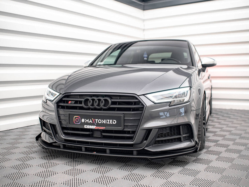 Street PRO Front Splitter V.1 + Flaps Audi S3 / A3 S-Line Sportback 8V Facelift Maxton Design