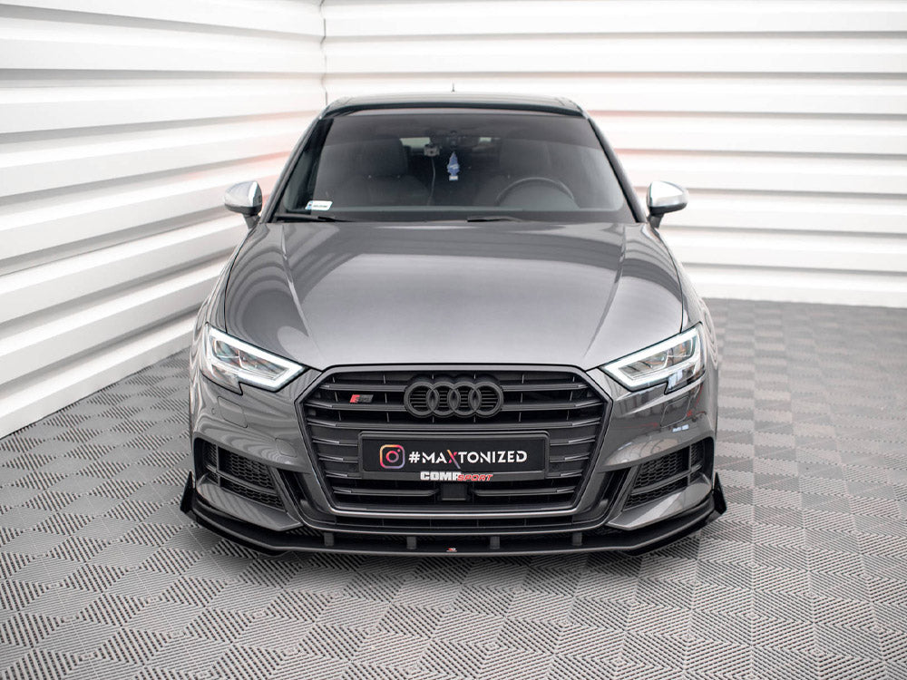 Street PRO Front Splitter V.1 + Flaps Audi S3 / A3 S-Line Sportback 8V Facelift Maxton Design