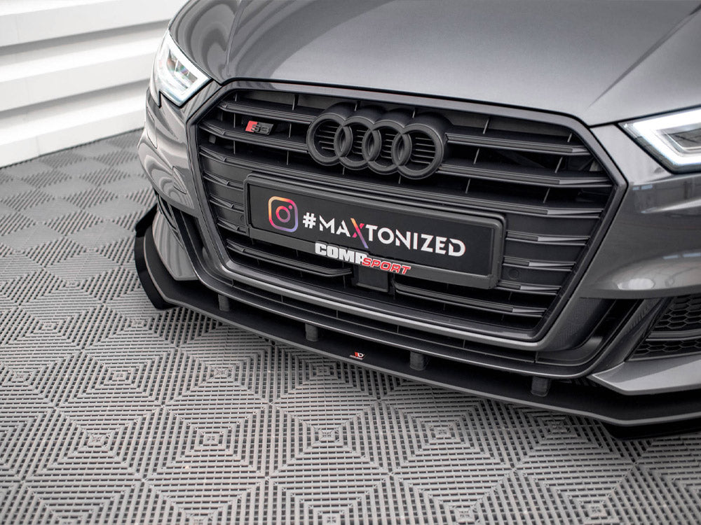 Street PRO Front Splitter V.1 + Flaps Audi S3 / A3 S-Line Sportback 8V Facelift Maxton Design