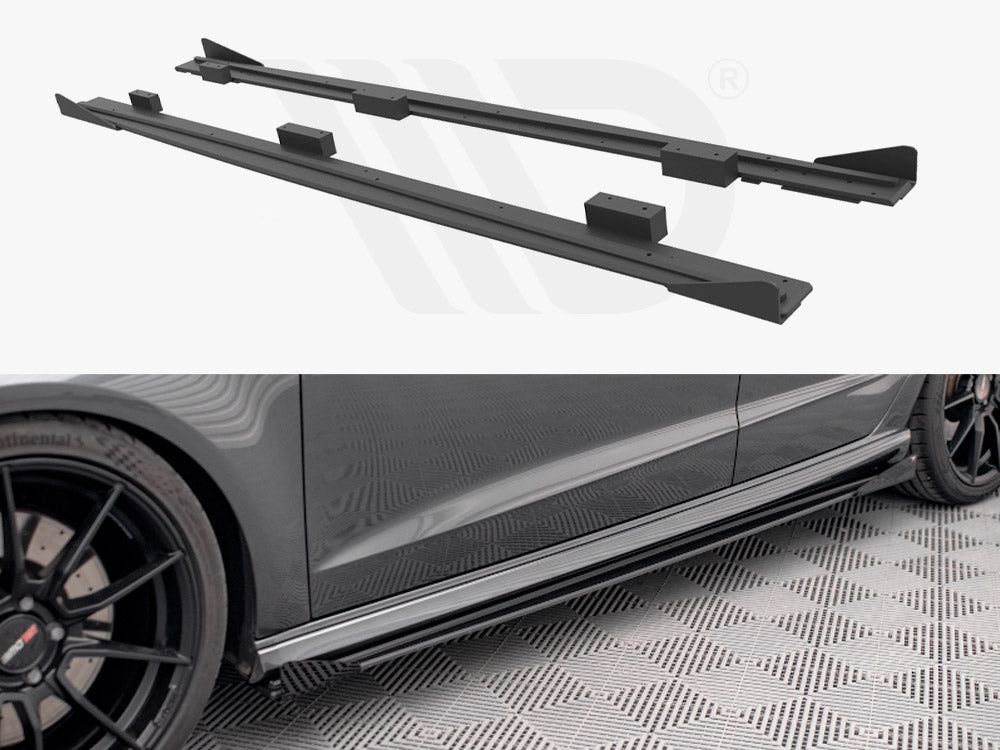 Street PRO Side Skirts Diffusers + Flaps Audi S3 / A3 S-Line Sportback 8V Facelift Maxton Design