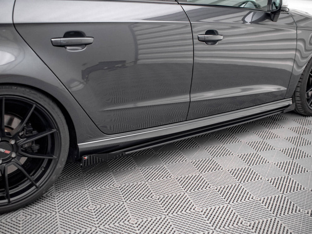 Street PRO Side Skirts Diffusers + Flaps Audi S3 / A3 S-Line Sportback 8V Facelift Maxton Design