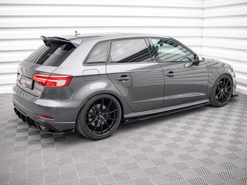 Street PRO Side Skirts Diffusers + Flaps Audi S3 / A3 S-Line Sportback 8V Facelift Maxton Design