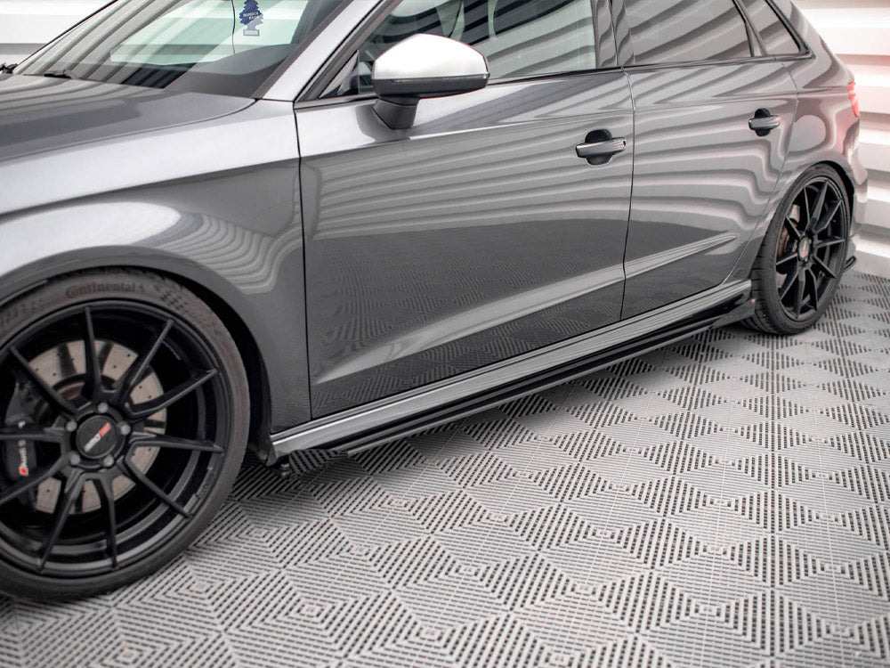 Street PRO Side Skirts Diffusers + Flaps Audi S3 / A3 S-Line Sportback 8V Facelift Maxton Design