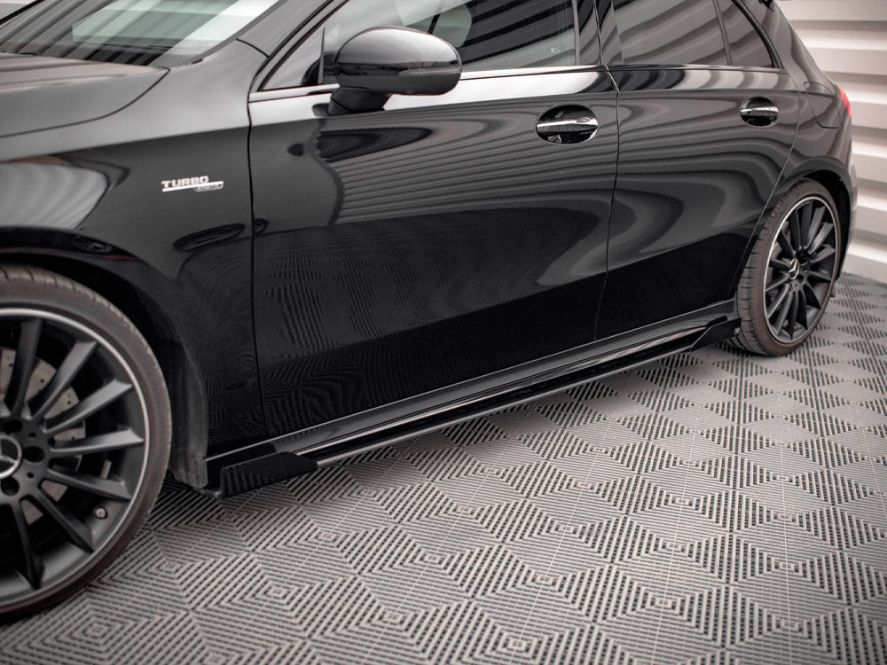 Street PRO Side Skirts Diffusers + Flaps Mercedes A35 AMG / AMG-Line Aero Pack W177 Maxton Design