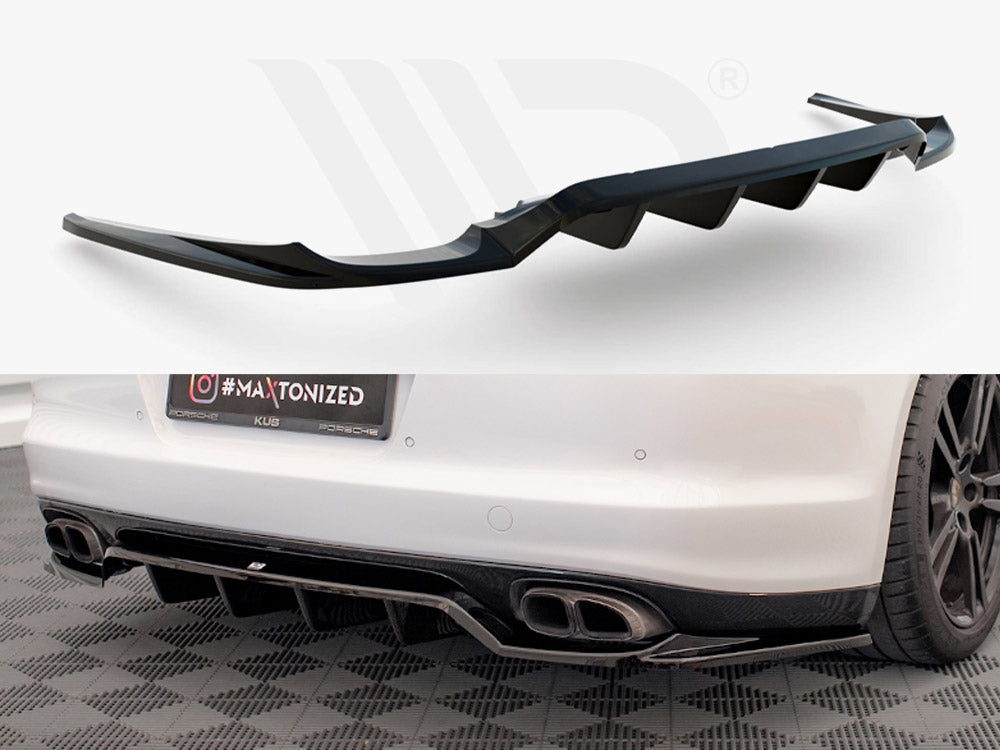 Central Rear Splitter (Vertical Bars) Porsche Panamera Turbo 970 Maxton Design