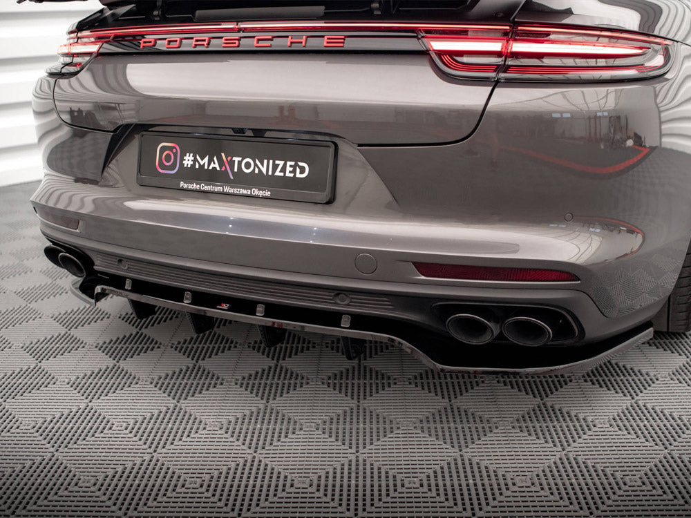 Central Rear Splitter (Vertical Bars) Porsche Panamera E-Hybrid 971 Maxton Design