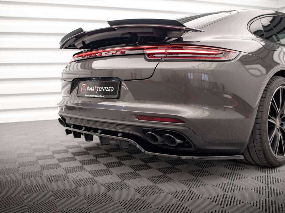 Central Rear Splitter (Vertical Bars) Porsche Panamera E-Hybrid 971 Maxton Design