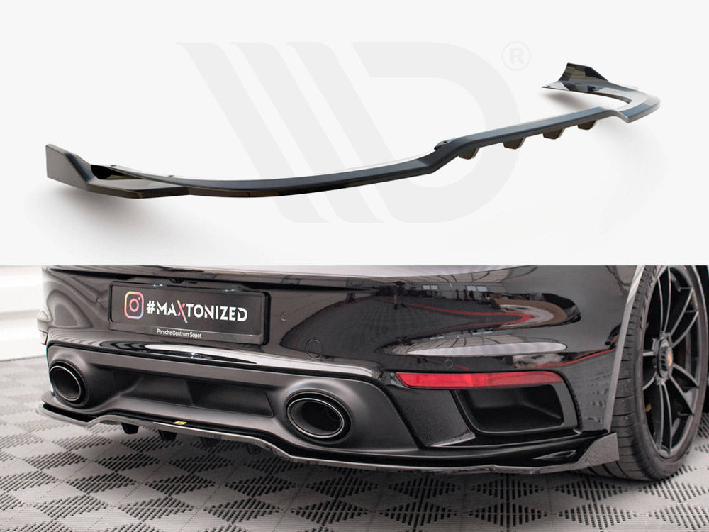 Central Rear Splitter (Vertical Bars) Porsche 911 Turbo S 992 Maxton Design