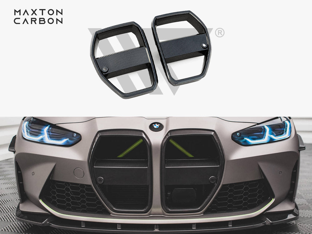 Carbon Fiber Front Grill + License Plate Holder Base BMW M4 G82 / M3 G80 Maxton Design