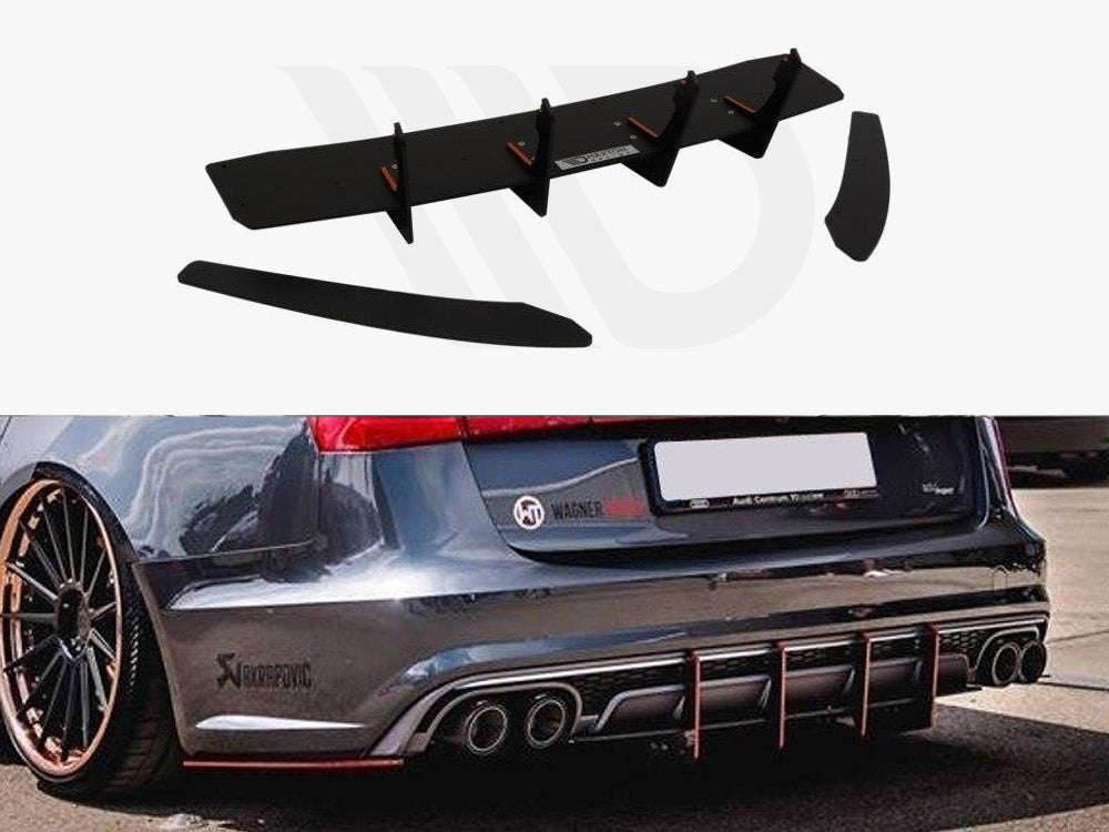 Rear Diffuser &amp; Rear Side Splitters Audi S6 C7 Facelift Maxton Design