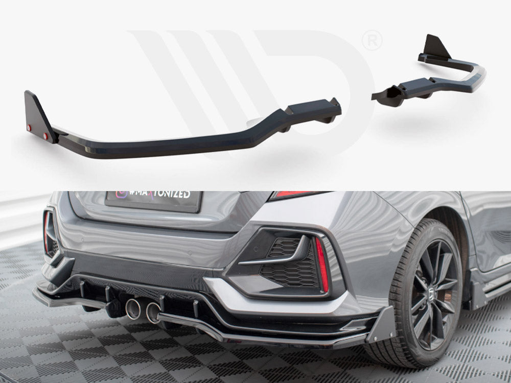 Central Rear Splitter (Vertical Bars) + Flaps Honda Civic Sport Mk 10 Maxton Design