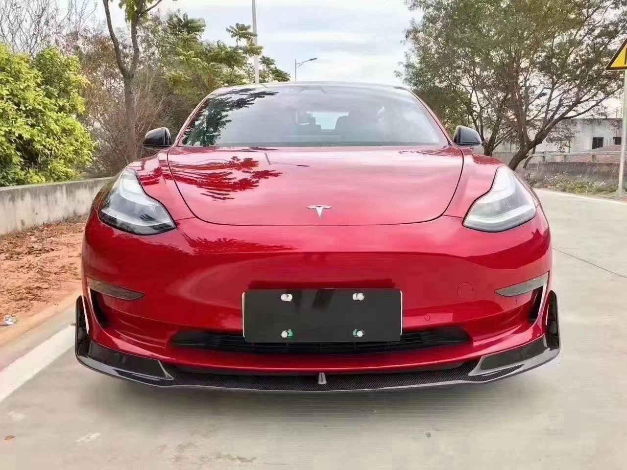 Luxury Sports Vorsteiner Style Carbon Front Lip For Tesla Model 3 -PP