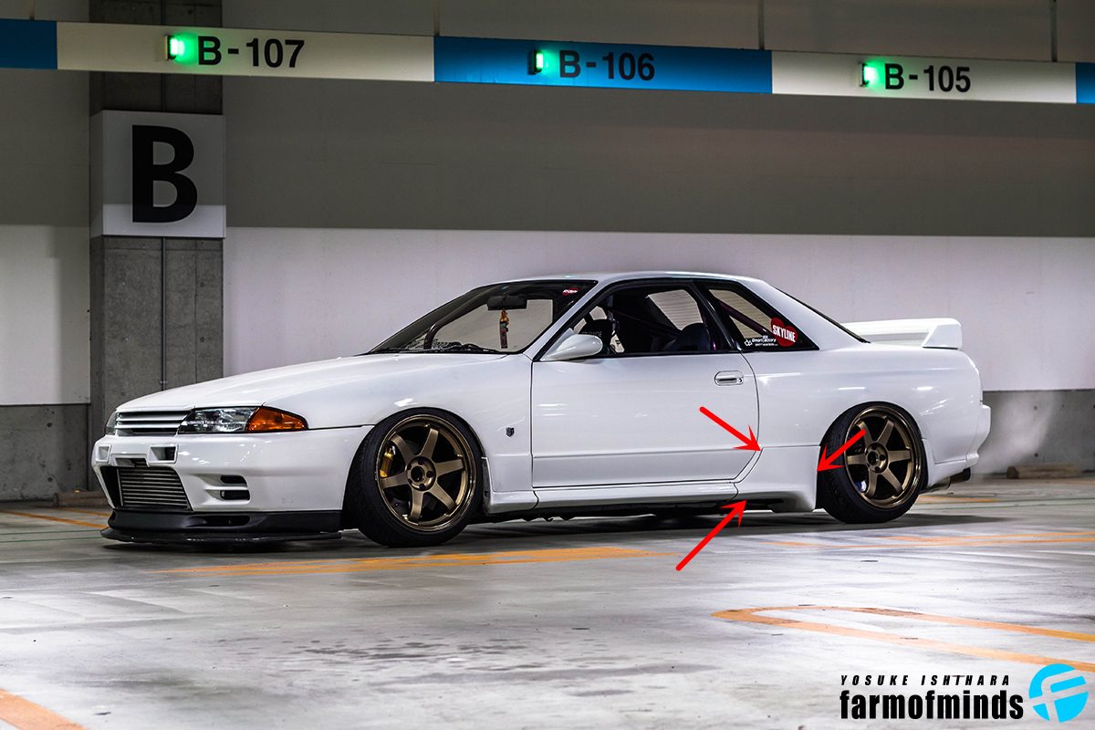 Luxury Sports N1 Style Fiberglass Side Skirts Addon For Nissan Skyline R32 GTR