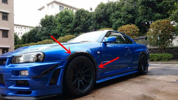 Luxury Sports AC Style Front Arch For Nissan Skyline R34 GTR