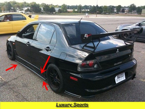 Luxury Sports Damd Style Side Skirts Extension For Mitsubishi EVO 7-9