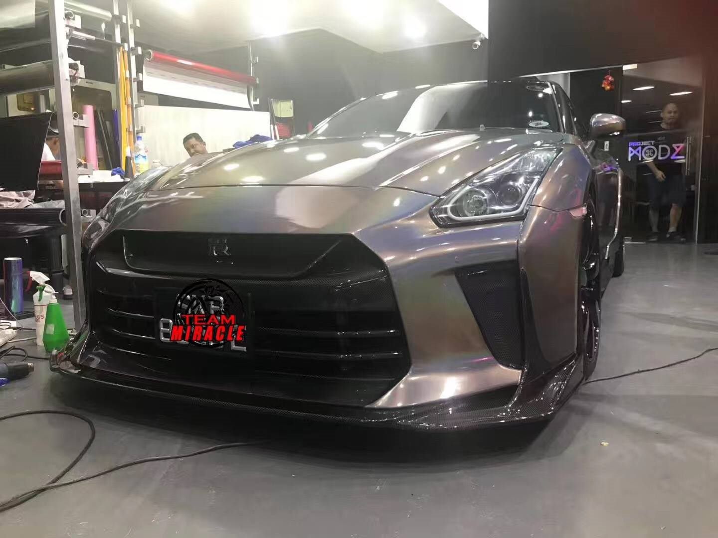 Luxury Sports Top Secret Style Front Bumper + Front Diffuser For GTR R35 -PP