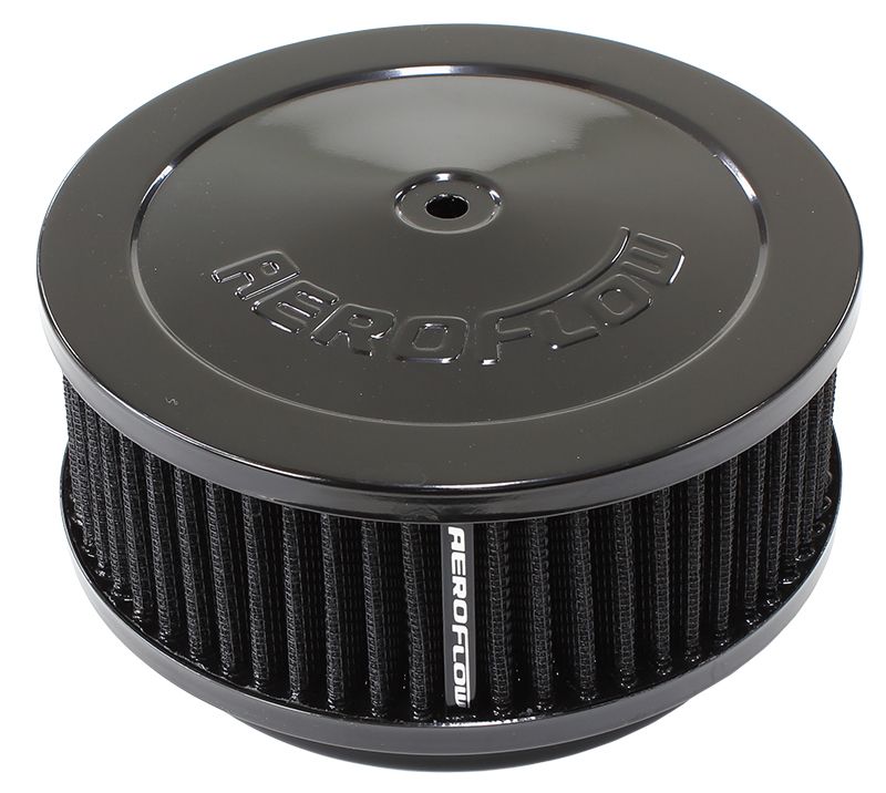 Black Air Filter Assembly
 6-3/8" x 2-1/2", 5-1/8" neck, black washable cotton element