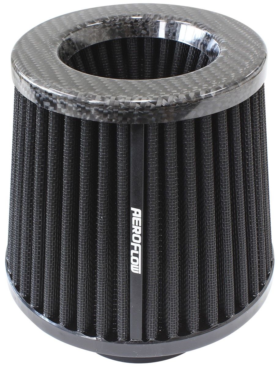 Universal 3" (76mm) Clamp-On Carbon Fibre Inverted Tapered Pod Filter 
5" (127mm) High x 6" (153mm) Base O.D x 5-1/4" (133mm) Top O.D