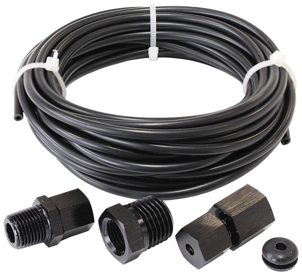 Complete 1/8" Dia. Nylon Tubing Kit 
Black Tubing with Black Fittings & Ferrules, 3.6m long