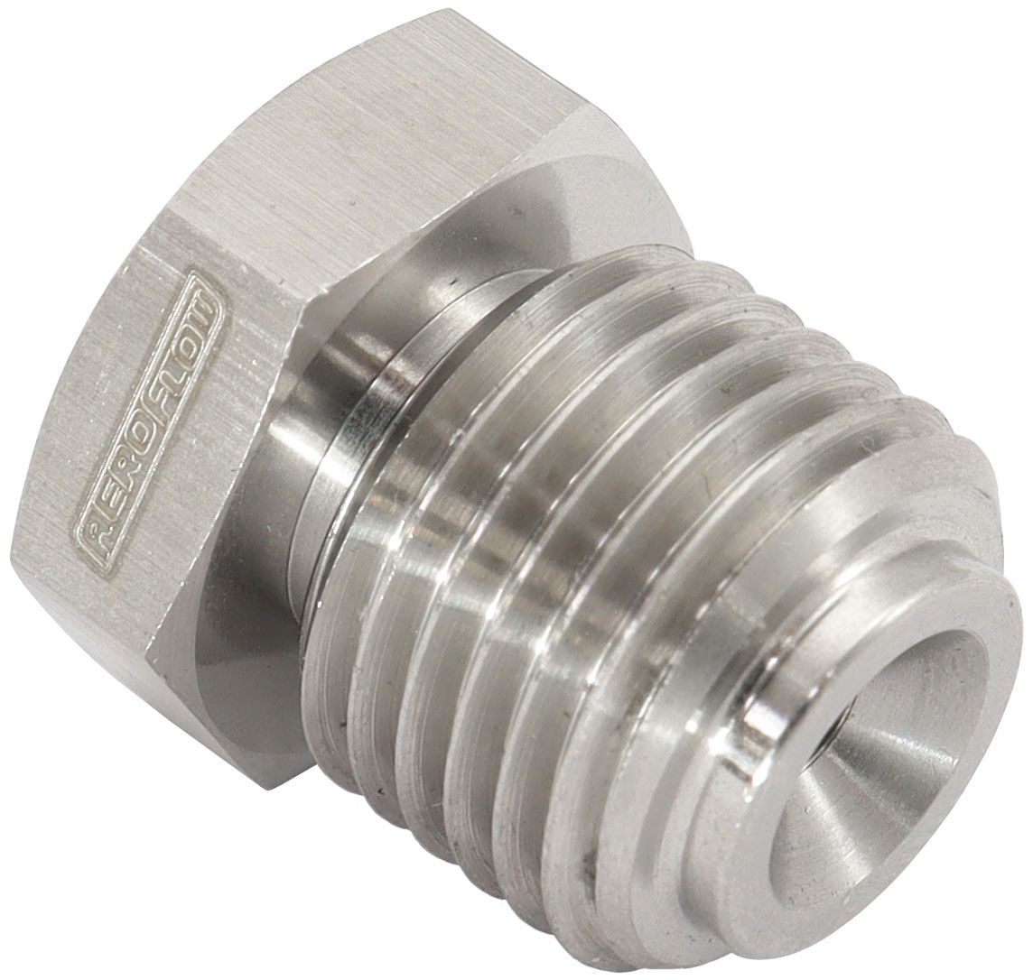 Aeroflow Stainless Steel Inverted Flare Hex Port Plug 9/16"-18 (AF349-06)