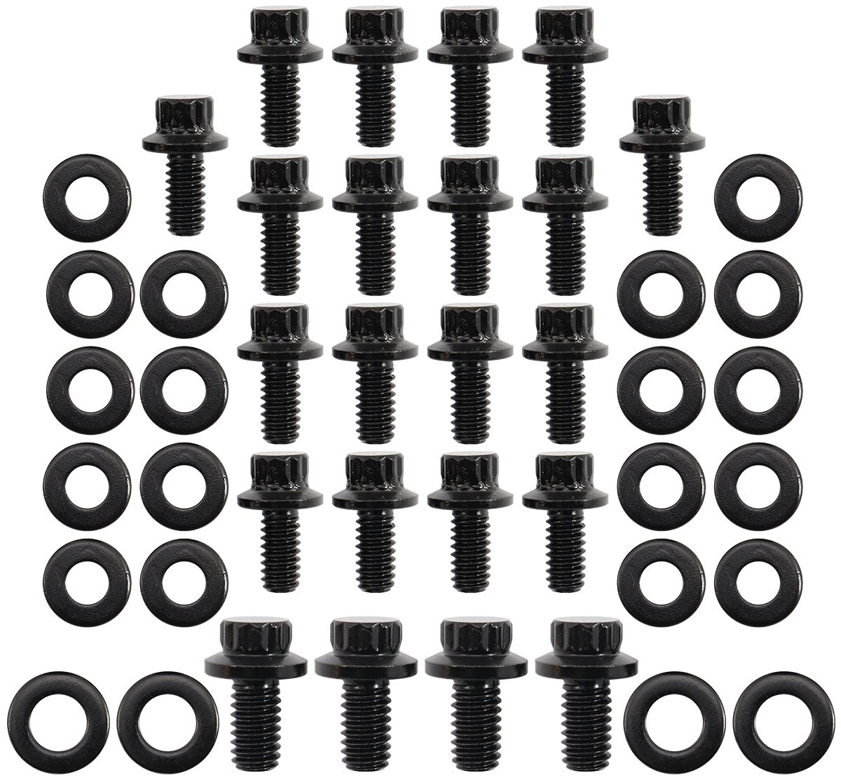 Small Block Ford Windsor & Ford Cleveland Oil Pan Bolt Kit - Black Fin