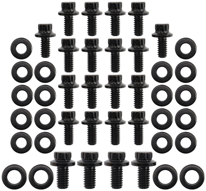 Small Block Ford Windsor & Ford Cleveland Oil Pan Bolt Kit - Black Fin