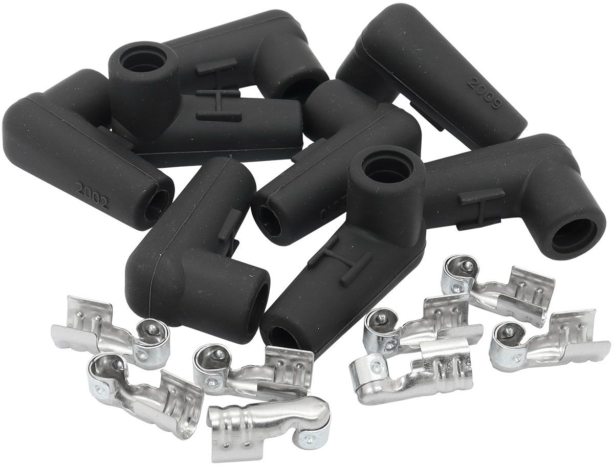 Aeroflow Xpro Silicone Low Profile 90Â° Spark Plug Boots & Terminals (AF4030-3312-8)