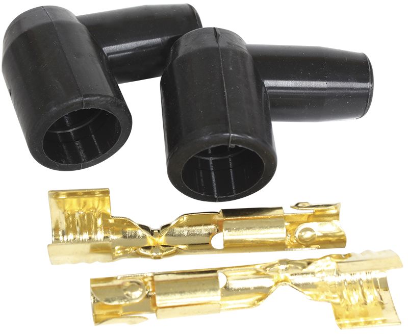 Xpro Silicone 90° Socket Style Distributor/Coil Boots & Terminals 
Black, 2 pack