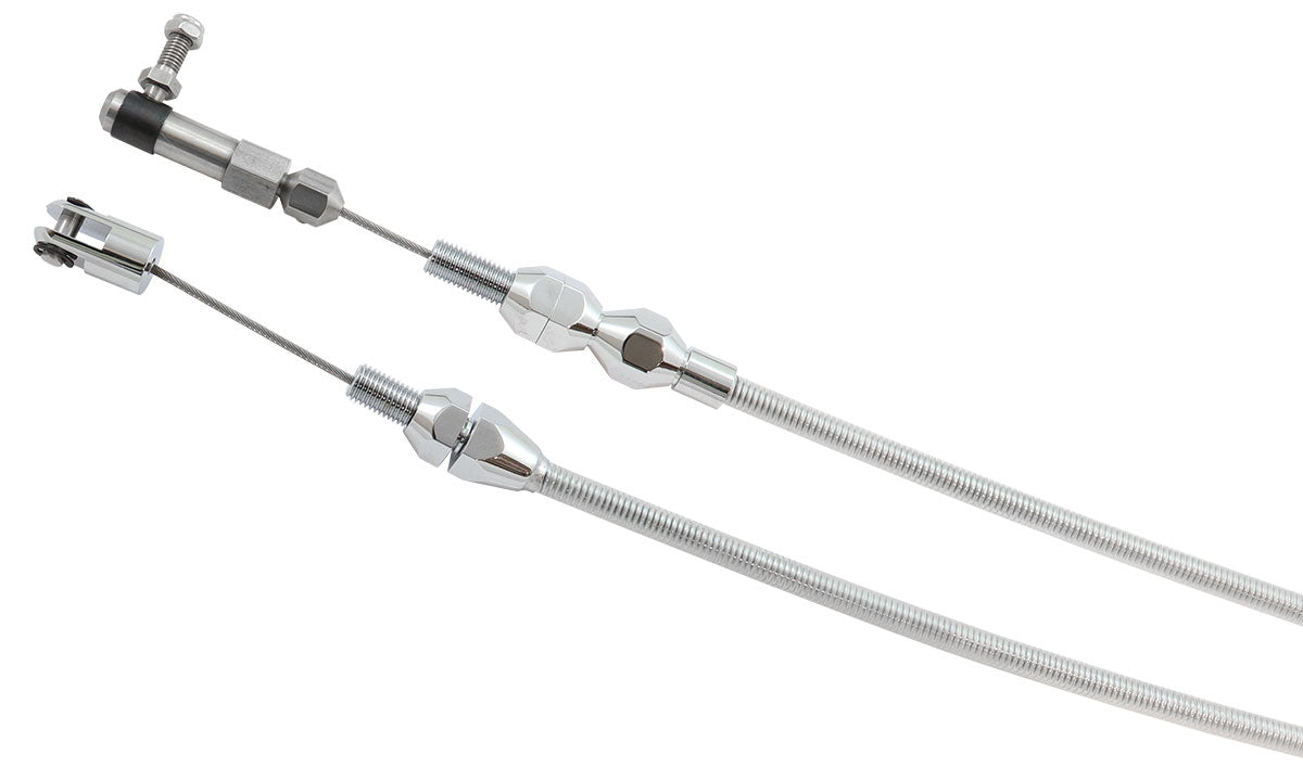 Aeroflow Heavy Duty Universal Throttle Cable - Silver Cover with Chrome Cable Ends