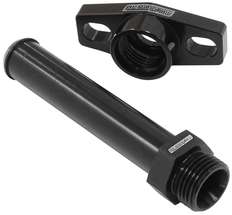 Turbo Drain Adapter With 100mm x 16mm Barb, 38-44mm Hole Centres. Black Finish.