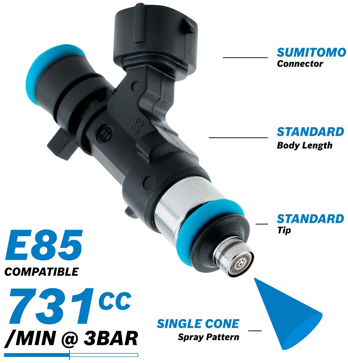 Aeroflow Bosch Motorsport 731cc EV14 Medium DENSO Fuel Injector AF49-1906