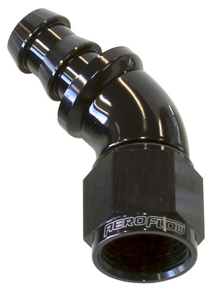 510 Series Full Flow Tight Radius Push Lock 45° Hose End AF512. Suits 400 & 500 Series Hose